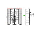 4 Panel Room Divider Screen Privacy Dividers Pine Wood Stand Shoji Bamboo - Black Artiss