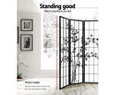 4 Panel Room Divider Screen Privacy Dividers Pine Wood Stand Shoji Bamboo - Black Artiss