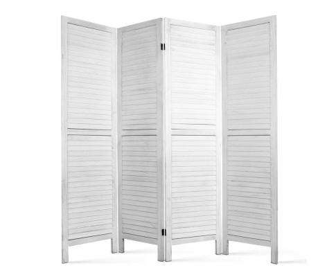 4 Panel Foldable Wooden Room Divider - White Artiss