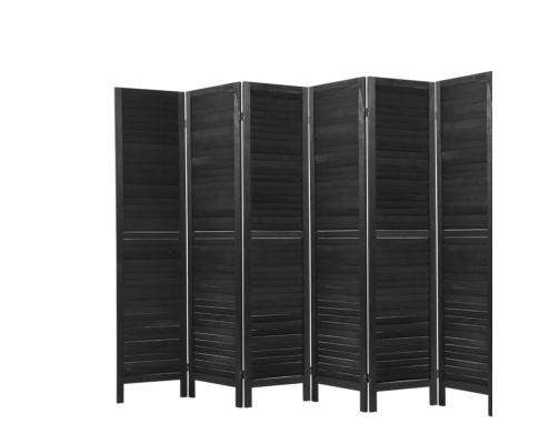 6 Panel Room Divider Screen Privacy Wood Dividers Timber Stand - Black Artiss