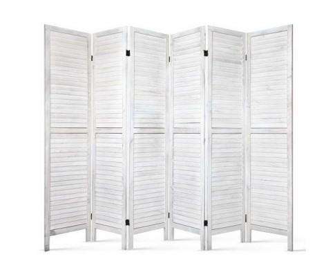 6 Panel Room Divider Privacy Screen Foldable Wood Stand - White Artiss