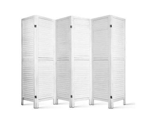 6 Panel Room Divider Privacy Screen Foldable Wood Stand - White Artiss