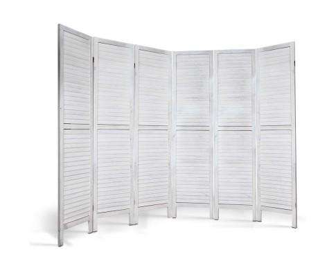 6 Panel Room Divider Privacy Screen Foldable Wood Stand - White Artiss