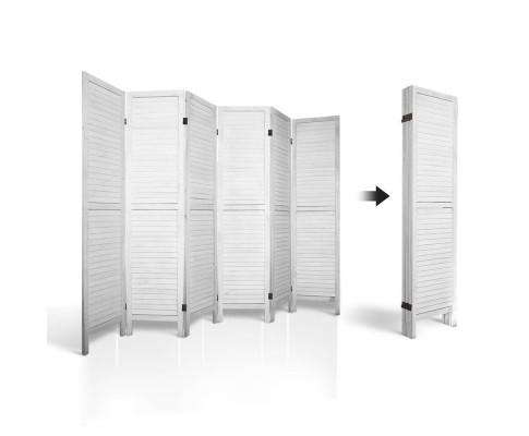 6 Panel Room Divider Privacy Screen Foldable Wood Stand - White Artiss