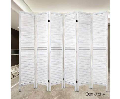 6 Panel Room Divider Privacy Screen Foldable Wood Stand - White Artiss