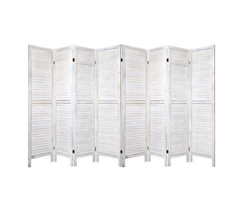 Room Divider Screen 8 Panel Privacy Wood Dividers Stand Bed Timber - White Artiss