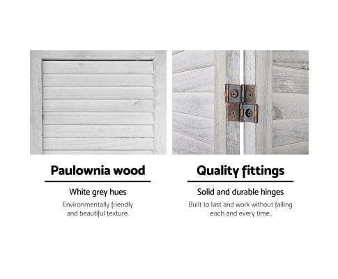 Room Divider Screen 8 Panel Privacy Wood Dividers Stand Bed Timber - White Artiss