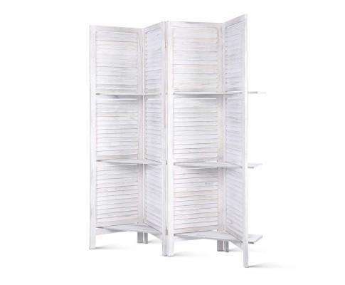 Room Divider Privacy Screen Foldable Partition Stand 4 Panel - White Artiss