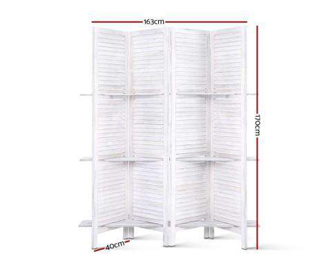 Room Divider Privacy Screen Foldable Partition Stand 4 Panel - White Artiss