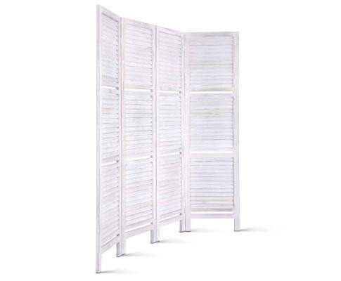 Room Divider Privacy Screen Foldable Partition Stand 4 Panel - White Artiss
