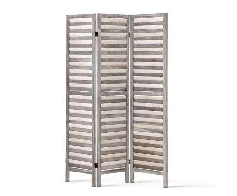 Room Divider Privacy Screen Foldable Partition Stand 3 Panel - Grey Artiss
