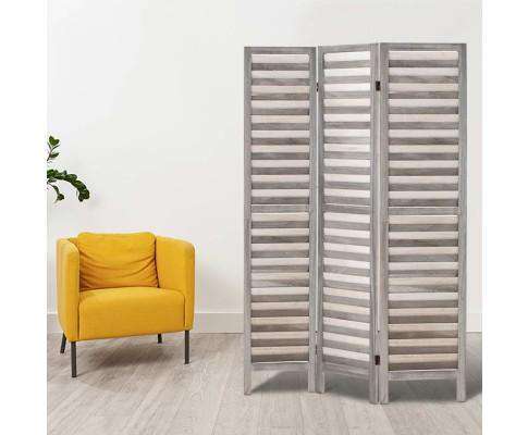 Room Divider Privacy Screen Foldable Partition Stand 3 Panel - Grey Artiss