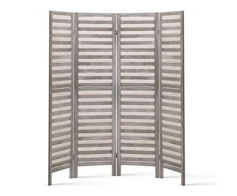 4 Panel Foldable Wooden Room Divider - Grey Artiss