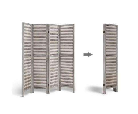 4 Panel Foldable Wooden Room Divider - Grey Artiss