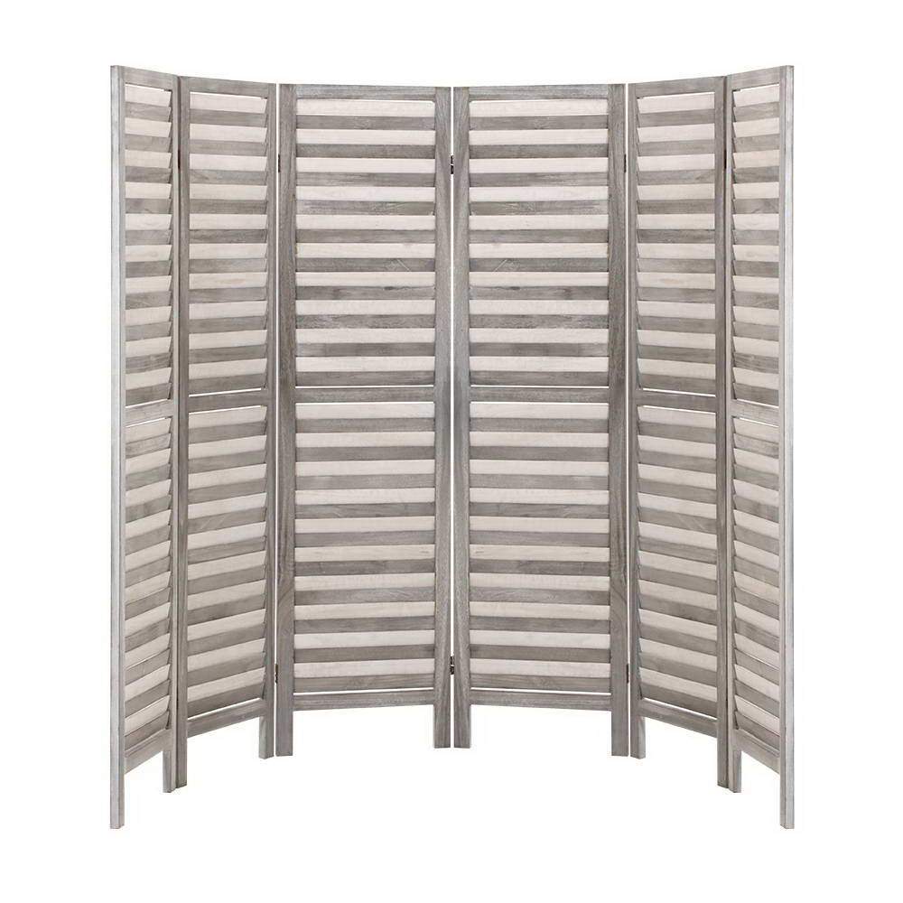 6 Panel Room Divider Privacy Screen Foldable Wood Stand Grey Artiss