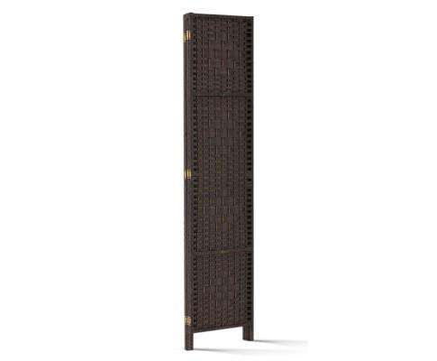 3 Panel Room Divider Privacy Screen Rattan Woven Wood Stand - Brown Artiss