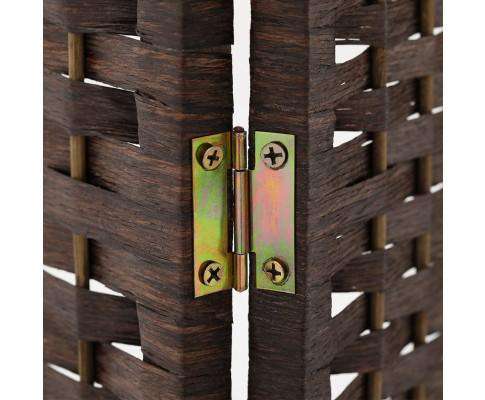 3 Panel Room Divider Privacy Screen Rattan Woven Wood Stand - Brown Artiss