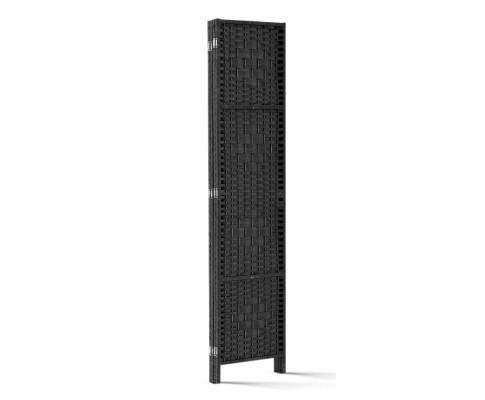 Rattan 4 Panel Foldable Wooden Room Divider - Black Artiss