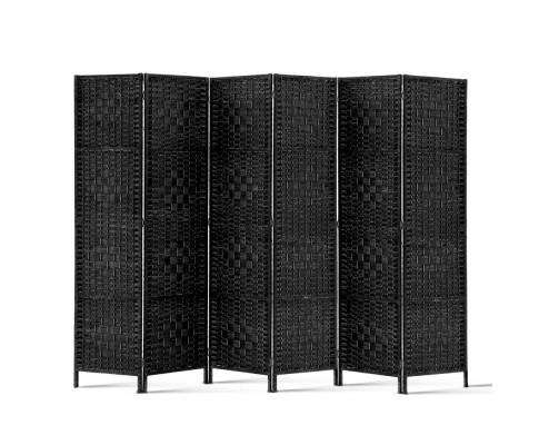 6 Panel Foldable Wooden Room Divider - Black Artiss