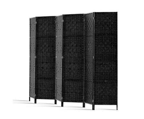 6 Panel Foldable Wooden Room Divider - Black Artiss
