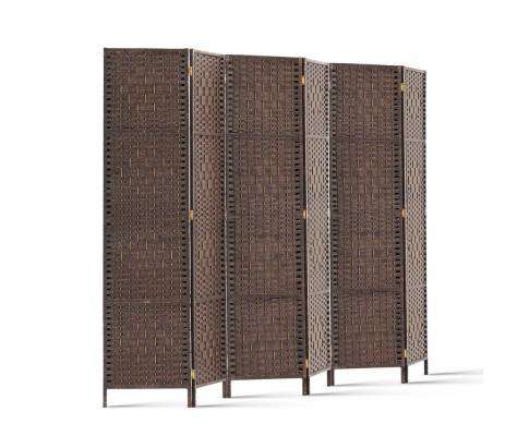 6 Panel Foldable Wooden Room Divider - Brown Artiss
