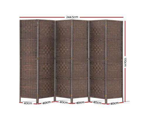 6 Panel Foldable Wooden Room Divider - Brown Artiss