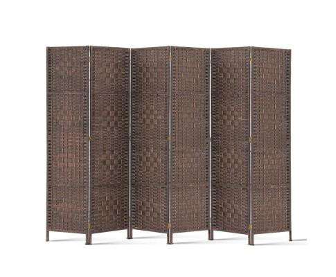 6 Panel Foldable Wooden Room Divider - Brown Artiss
