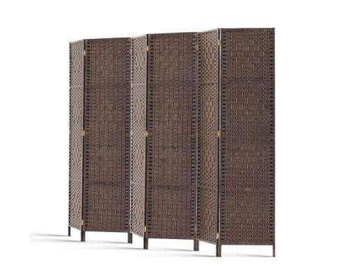 6 Panel Foldable Wooden Room Divider - Brown Artiss