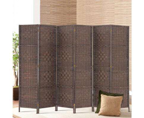 6 Panel Foldable Wooden Room Divider - Brown Artiss