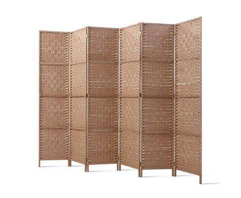 6 Panel Foldable Wooden Room Divider - Brown Artiss