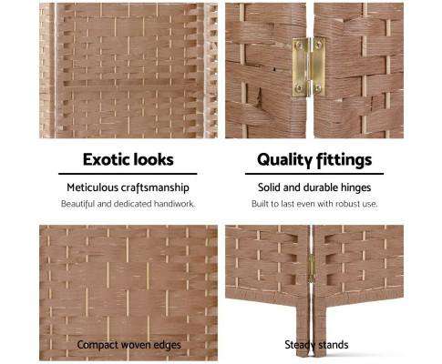 6 Panel Foldable Wooden Room Divider - Brown Artiss