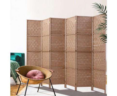 6 Panel Foldable Wooden Room Divider - Brown Artiss