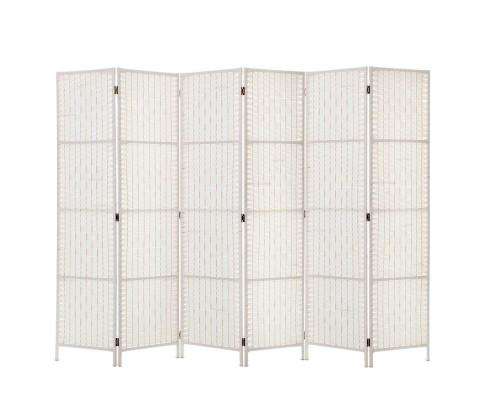 6 Panel Foldable Wooden Room Divider - White Artiss