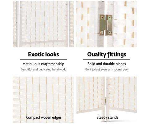 6 Panel Foldable Wooden Room Divider - White Artiss