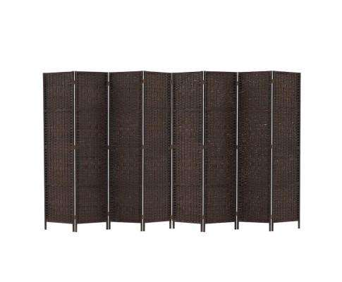 Room Divider 8 Panel Dividers Privacy Screen Rattan Wooden Stand Brown Artiss