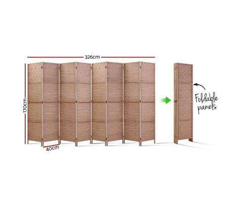 8 Panel Room Divider Screen Privacy Rattan Timber Foldable Dividers Stand Hand Woven Artiss
