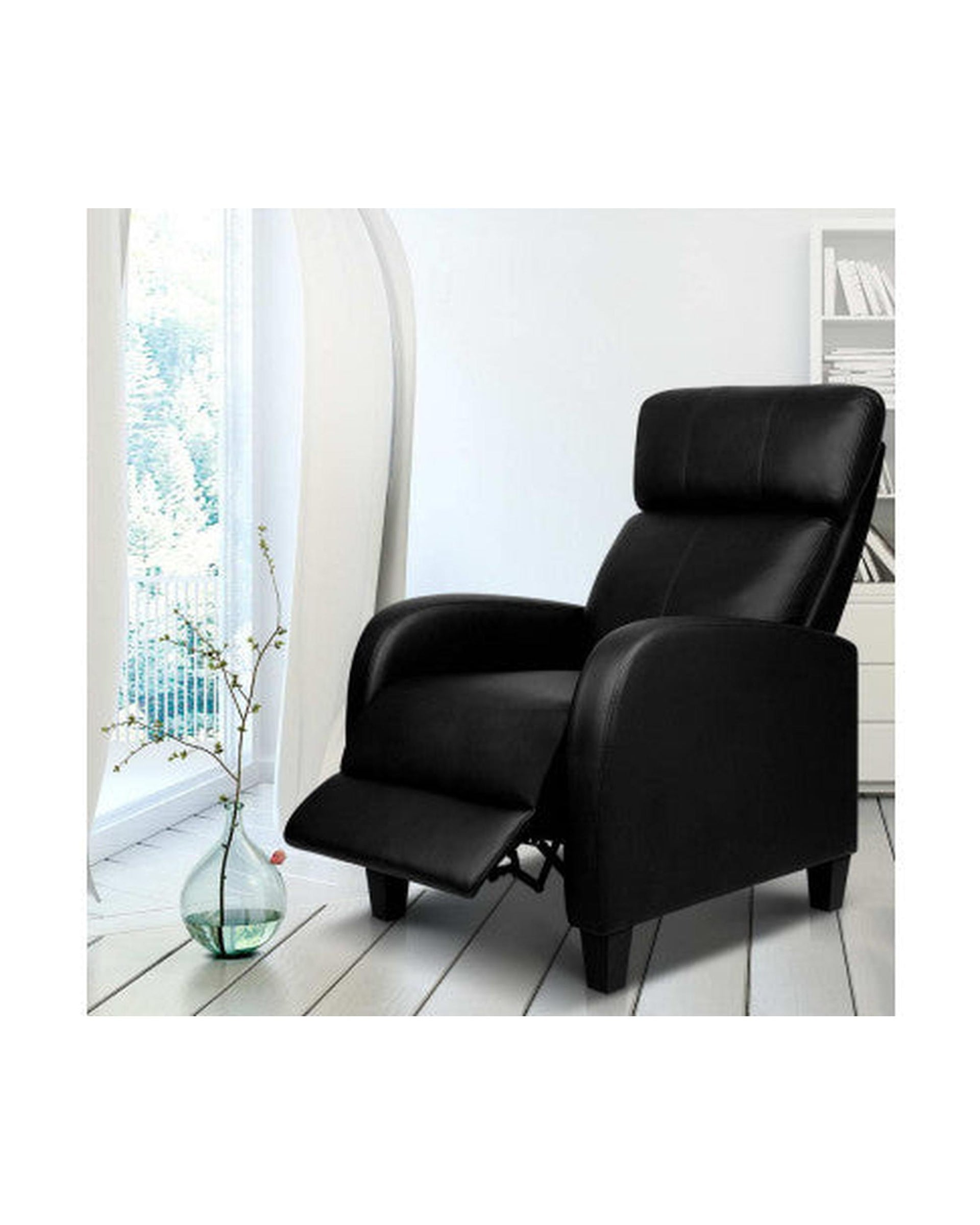 PU Leather Reclining Armchair - Black Artiss