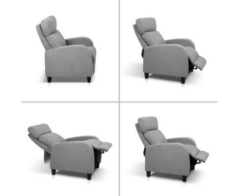 Fabric Reclining Armchair - Grey Artiss