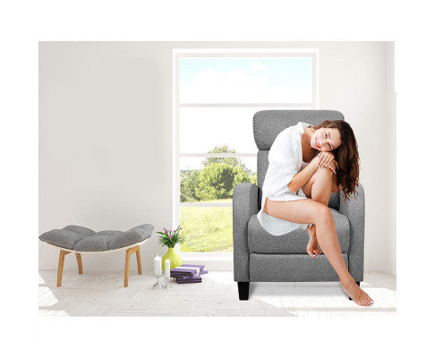 Fabric Reclining Armchair - Grey Artiss