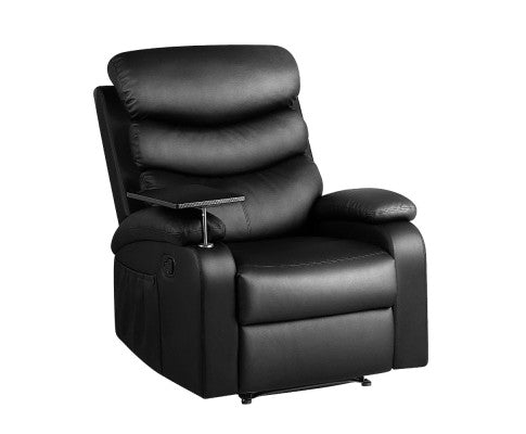 Recliner Chair Armchair Lounge Sofa Chairs Couch Leather Black Tray Table Artiss