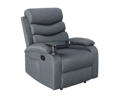 Recliner Chair Lounge Sofa Armchair Chairs Couch Fabric Grey Tray Table Artiss