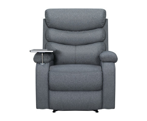 Recliner Chair Lounge Sofa Armchair Chairs Couch Fabric Grey Tray Table Artiss