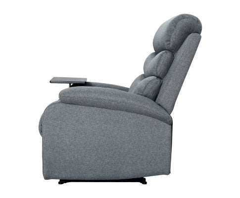 Recliner Chair Lounge Sofa Armchair Chairs Couch Fabric Grey Tray Table Artiss