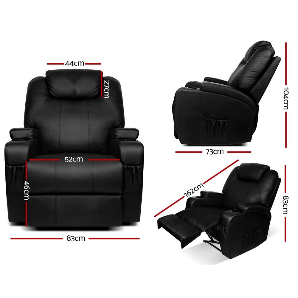 Artiss Recliner Chair Electric Massage Chairs Heated Lounge Swivel Sofa Leather Artiss