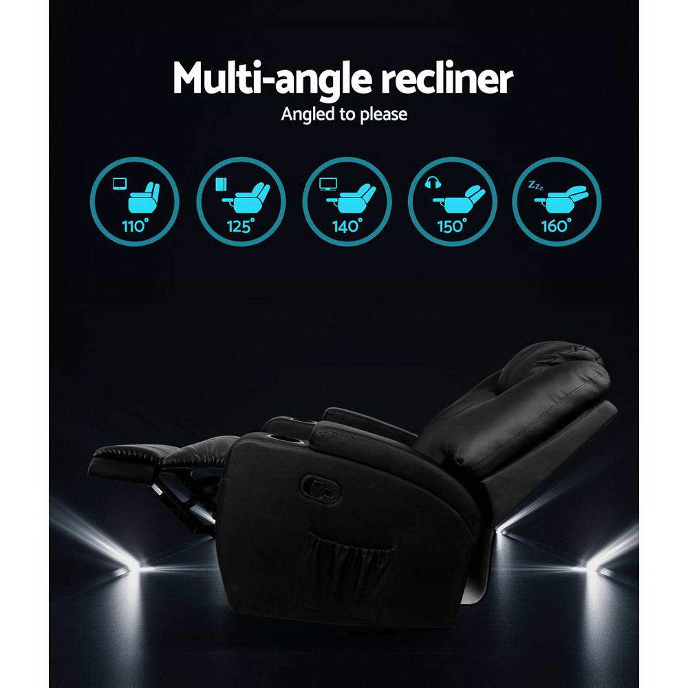 Artiss Recliner Chair Electric Massage Chairs Heated Lounge Swivel Sofa Leather Artiss