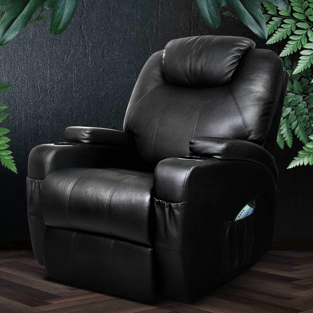 Artiss Recliner Chair Electric Massage Chairs Heated Lounge Swivel Sofa Leather Artiss