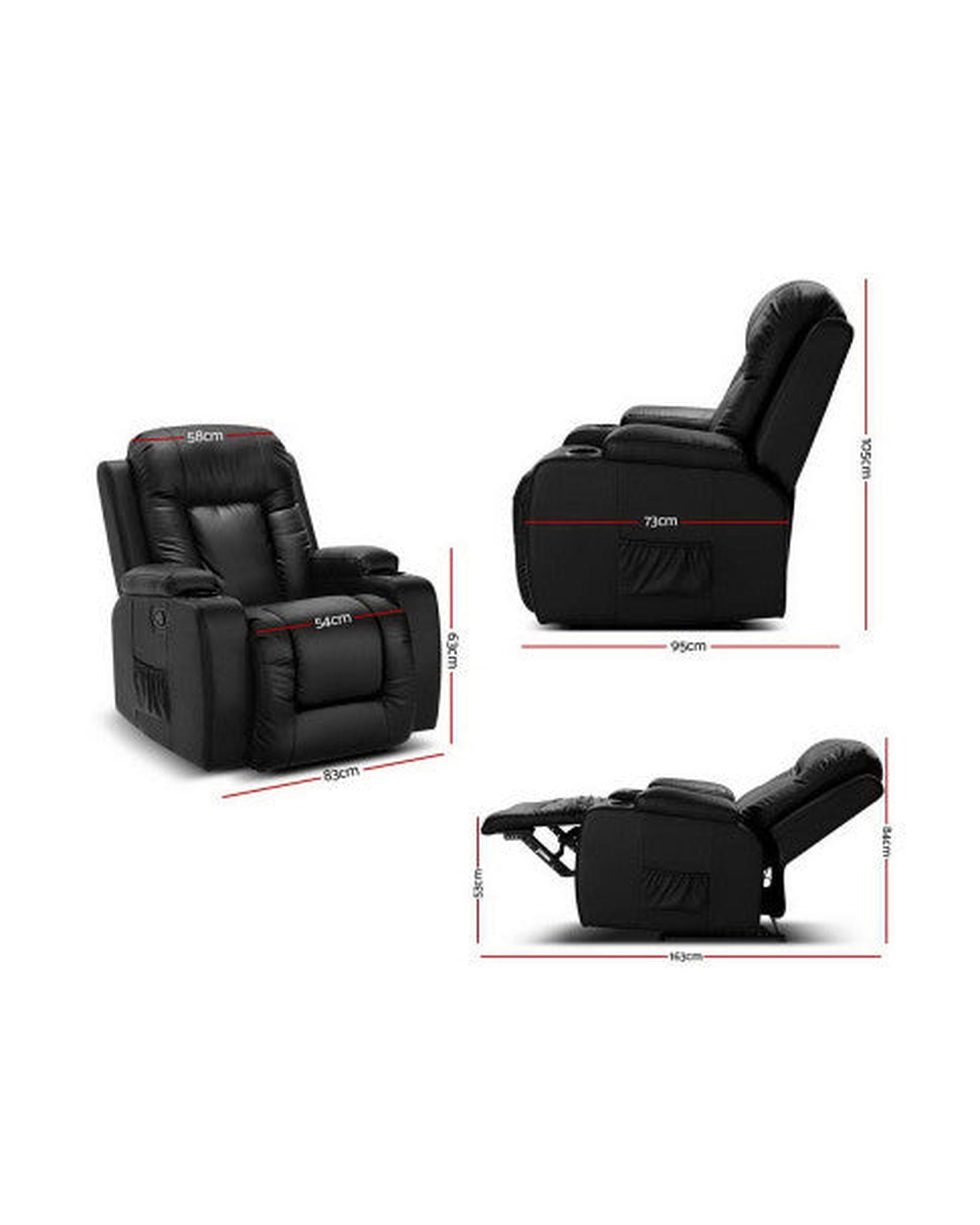 Electric Massage Chair Recliner Luxury Lounge Sofa Armchair Heat Leather Artiss