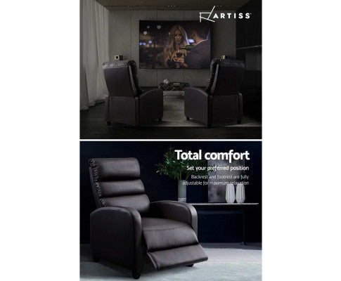 Luxury Recliner Chair Chairs Lounge Armchair Sofa Leather Cover Brown Artiss