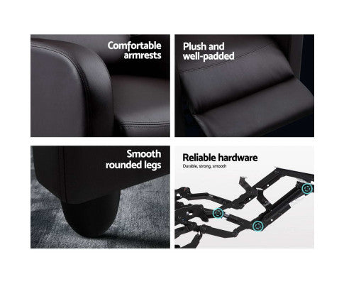 Luxury Recliner Chair Chairs Lounge Armchair Sofa Leather Cover Brown Artiss