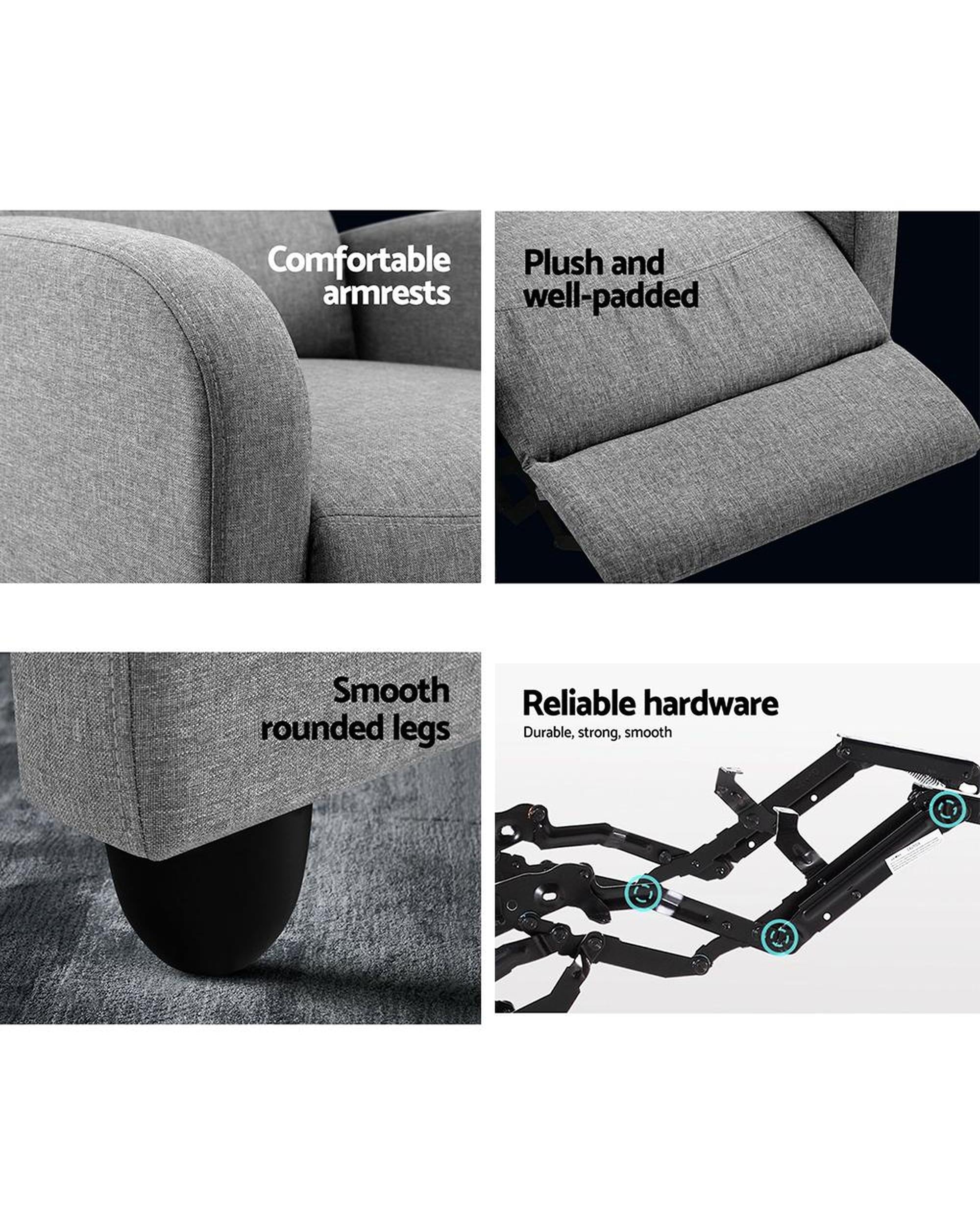 Luxury Recliner Chair Chairs Lounge Armchair Sofa Fabric Cover Grey Artiss